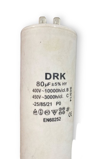 [P009454] Condensator pornire motor 80 µF 400V-450V, cu pin