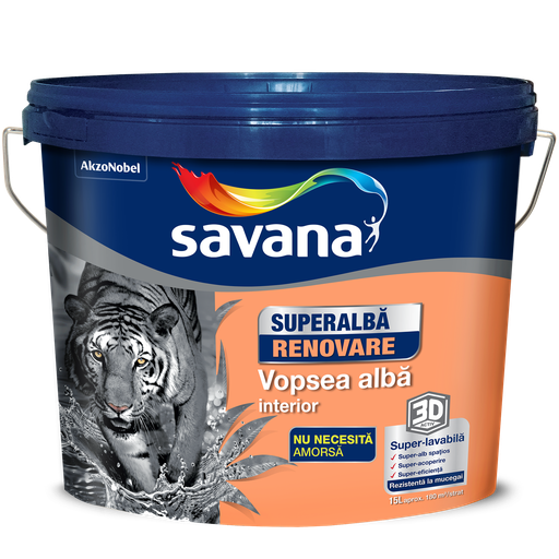 [P010937] Vopsea lavabilă pentru interior, Savana Renovare, 15 l