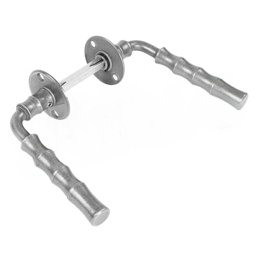 [P009379] Set 2 mânere fier forjat 24-004 pentru porți și uși cu șild, 146x52 mm