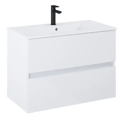 [P007633] Set mobilier alb Roca Cube Unik (mască cu două sertare și lavoar), 800 mm