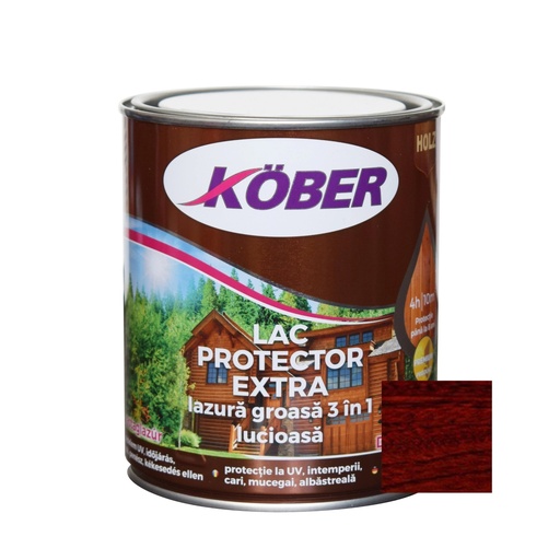 [P008509] Lac protector extra Kober interior/exterior, lazură groasă 3 în 1 mahon 0,75L