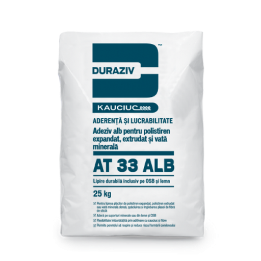 [P003315] DURAZIV AT 31 ALB Adeziv alb pentru polistiren expandat şi vată minerală 25 kg/sac