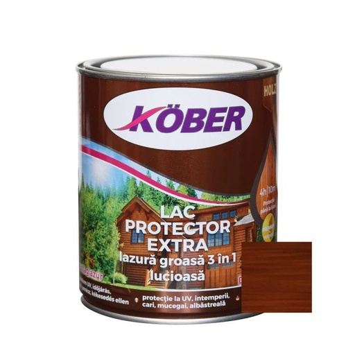 [P008478] Lac protector extra Kober interior/exterior, lazură groasă 3 în 1 palisandru 0,75L