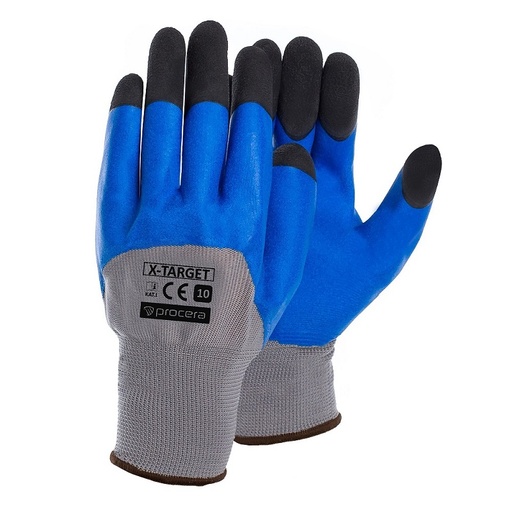 [P000694] Mănuși de protecție X-TARGET blue acoperite cu latex