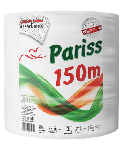 [P005826] Rolă prosoape de hârtie Pariss profesională 2 straturi, 150 ml