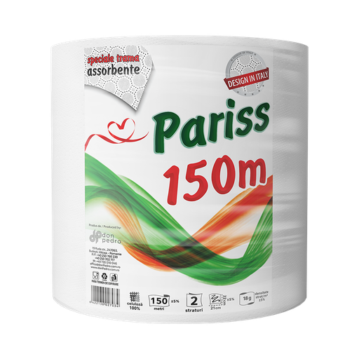[ST_5255] Rolă prosoape de hârtie Pariss profesională 2 straturi, 150 ml