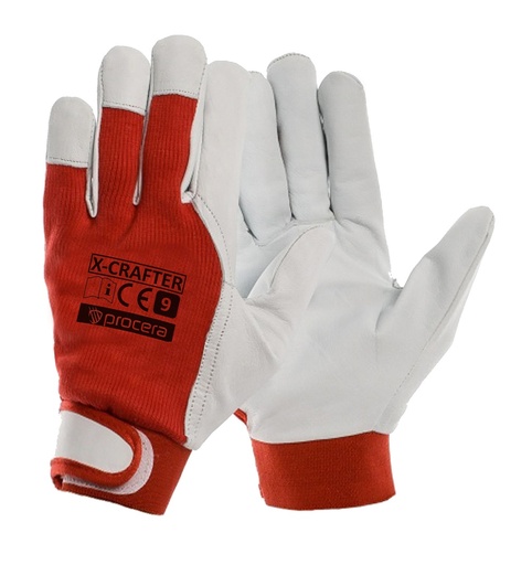 [P006949] Mănuși din piele X-CRAFTER textil roșu-mansetă