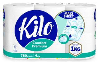 [P010491] Hârtie igienică, Kilo Comfort Premium, alb, 4 straturi, set 6 role