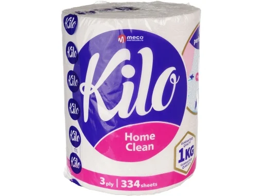 [P010492] Prosop Kilo Home Clean, hârtie alba, monorolă, 3 straturi, 334 foi