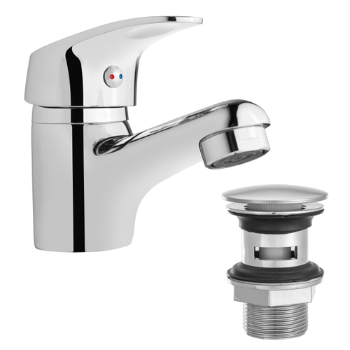 [P003645] Baterie pentru lavoar Invena Ava New cu mufa clik-clack, crom