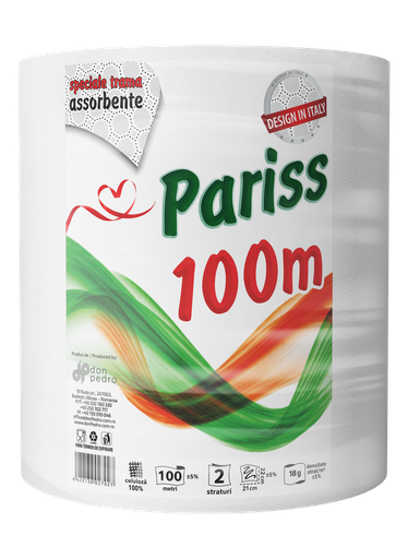 [P001598] Rolă prosoape de hârtie Pariss profesională 2 straturi, 100 ml