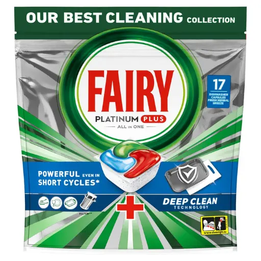 [P010196] FAIRY Platinum Plus Deep Clean, detergent de vase, pentru masina de spalat, tablete, 17 buc