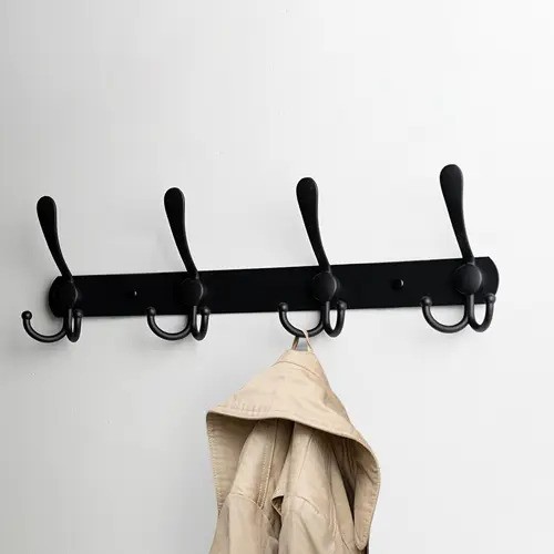 [P008001] Cuier de perete pentru haine cu 4 cârlige, 41 cm