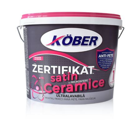 [P007487] Vopsea ultralavabilă satin albă Zertifikat cu microsfere ceramice, interior/exterior, 8.5 l