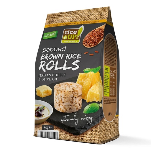 [P009786] Mini-rondele din orez RICEUP cu branza italiana & ulei masline, 50 gr