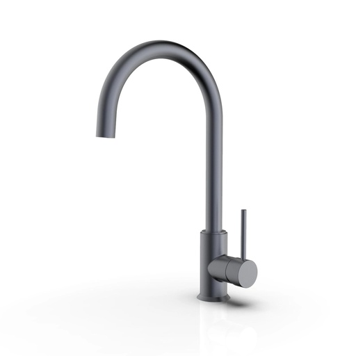 [P009883] Baterie bucătărie pipă înaltă Roca Etna titanium sistem pornire Cold Start, racorduri incluse