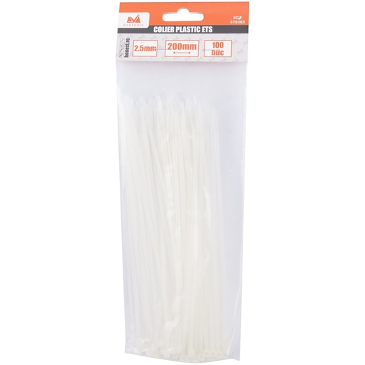 [P006712] Coliere rapide din plastic, 2.5x200 mm, 100 bucăți