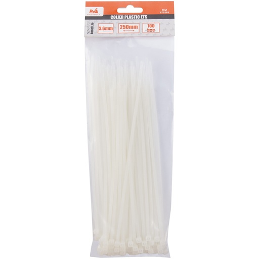 [P006714] Coliere rapide din plastic, 3.6x250 mm, 100 bucăți