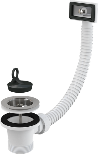 [P004650] Ventil chiuvetă 6/4" A331 cu sită din oţel inoxidabil DN70 şi preaplin flexibil