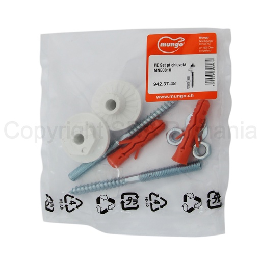 [P000007] Set fixare lavoar cu saibă plastic și diblu cu prezon Ø 8x100 mm