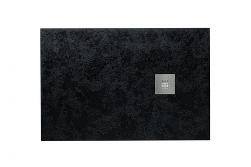 [P000045] Cădiță de duș dreptunghiulară slim Alux Stone, Black (9005), 140x80 cm 