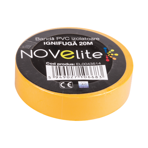[P000152] Bandă izolatoare Novelite galben, 19 mm x 20 ml