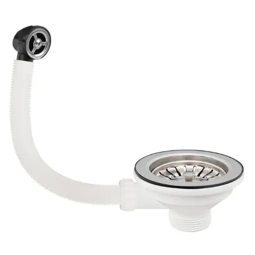 [P000463] Ventil chiuvetă 3"1/2 x 1"1/2 cu grătar inox, preaplin rotund 3 R în cuvă