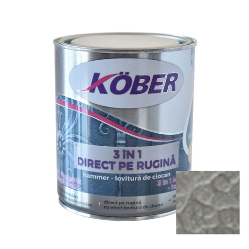 [P000465] Email anticoroziv cu efect de lovitură de ciocan Kober hammer argintiu 0,75 l