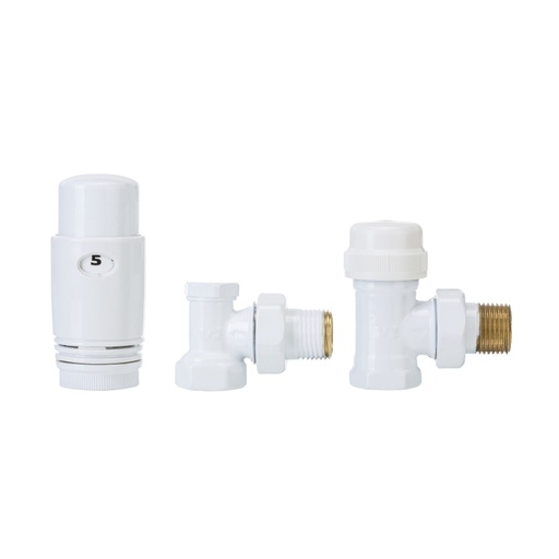 [P000578] Set robineti cap termostatic alb tur retur D 1/2"