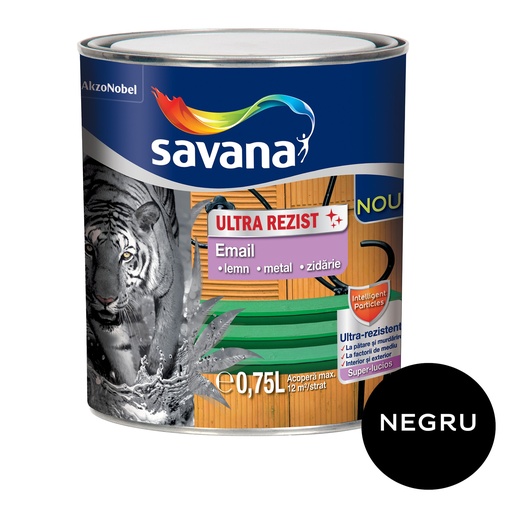 [P005048] Email lemn/metal Savana Ultra Rezist interior/exterior negru, 0.75 l