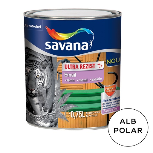 [P005046] Email lemn/metal Savana Ultra Rezist interior/exterior alb polar, 0.75 l