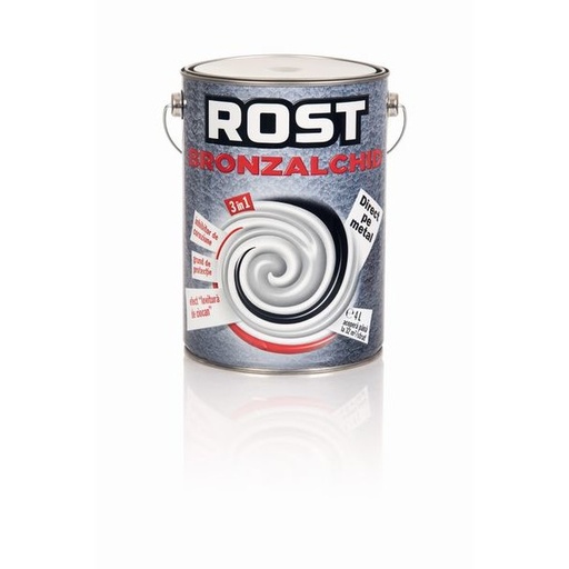 [P002862] Email Rost Bronzalchid 3 în 1 pentru metal cu efect de lovitură de ciocan argintiu, 4 l