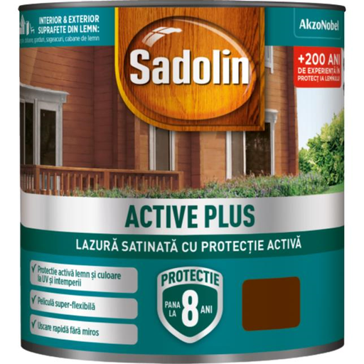 [P000975] Lazură satinată Sadolin Activ plus pe bază de dispersie apoasă acrilică mahon, 2.5 l