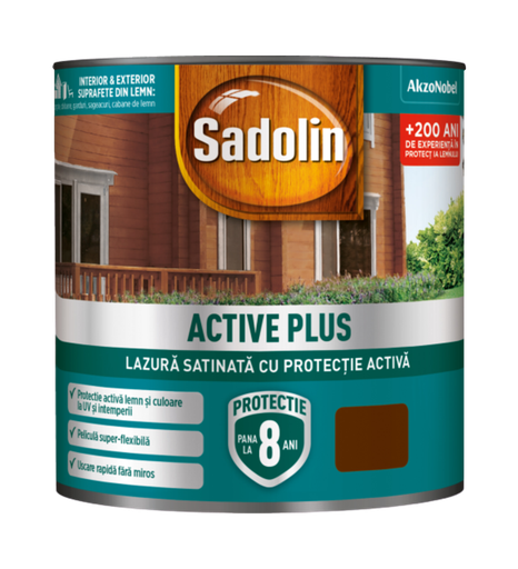 [P008260] Lazură satinată Sadolin Activ plus pe bază de dispersie apoasă acrilică teak, 5 l