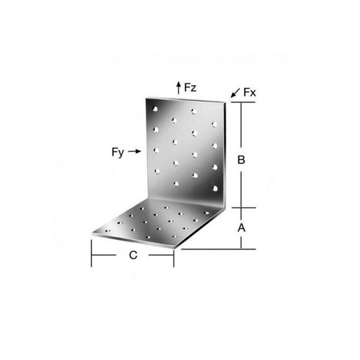 [P001108] Vinclu de imbinare perforat, din otel zincat, 60 x 60 x 40 x 2,5 mm