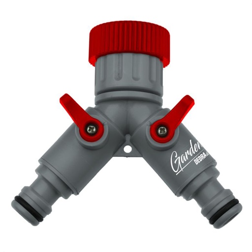[P005539] Conector splitter tip Y pentru robinet 1/2"-3/4", cu 2 robinete de închidere – Garden Line