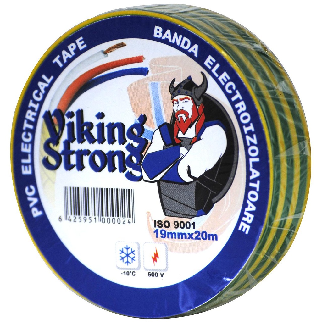 Bandă izolatoare IGN galben-verde, 19mmx20 ml