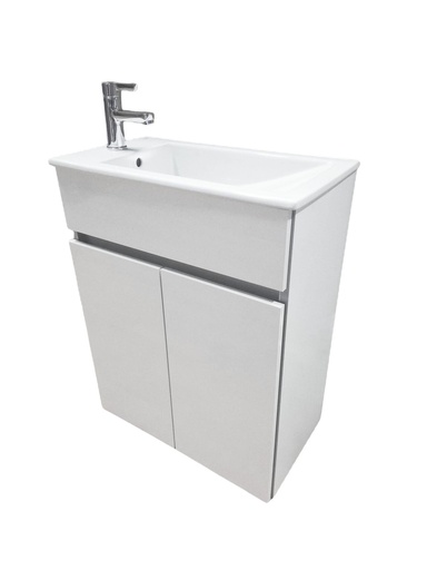 [P001638] Mobilier baie Unik Cube compact, alb, lavoar inclus 50 cm