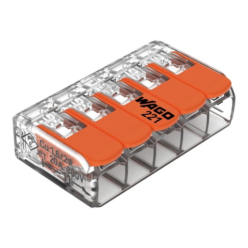 [P001660] Cleme legături rapide cabluri Wago 5x 0,14-4 mm², 8 buc.