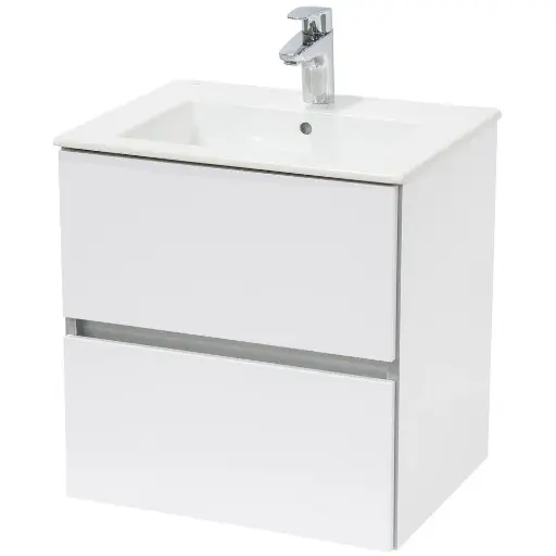 [P001669] Set mobilier baie alb Roca Cube (mască cu două sertare și lavoar), 550 mm