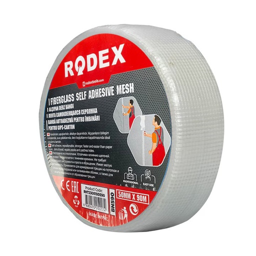 [P002402] Bandă ﬁbră de sticlă Rodex pentru gips-carton, 50 mm, 45 ml