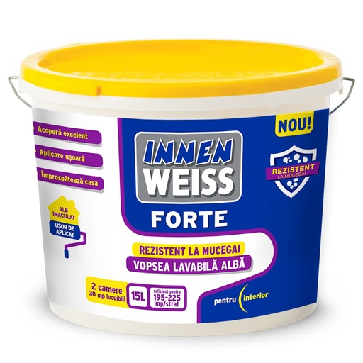 [P002445] Vopsea lavabilă albă Innenweiss FORTE pentru interior, 15 L