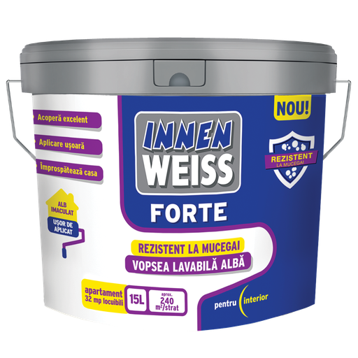 [P002445] Vopsea lavabilă, Innenweiss Forte, interior, alb, 15l