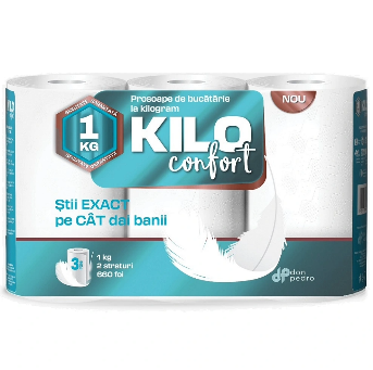 [P002521] Prosoape bucătărie Kilo, hârtie alba, 2 straturi, 3 role/set