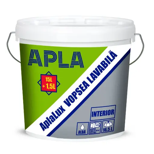 [P002546] Vopsea superlavabilă AplaLux albă, pentru interior, 16.5 l