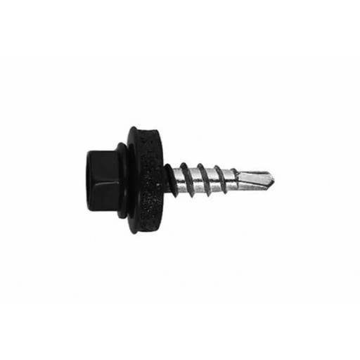 [P006181] Șurub autoforant cu cap HEX 4.8x19 mm, șaibă EPDM Ø14 mm, RAL 9005 prindere metal, 250 bucăți