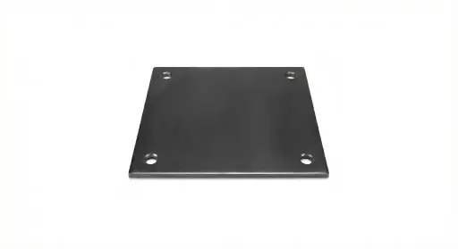 [P008465] Placă de prindere din oțel, 100×100×5 mm, cu 4 găuri Ø12 mm pentru stâlp metalic